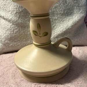 Chic Cream Candle Holder with Leaf Design